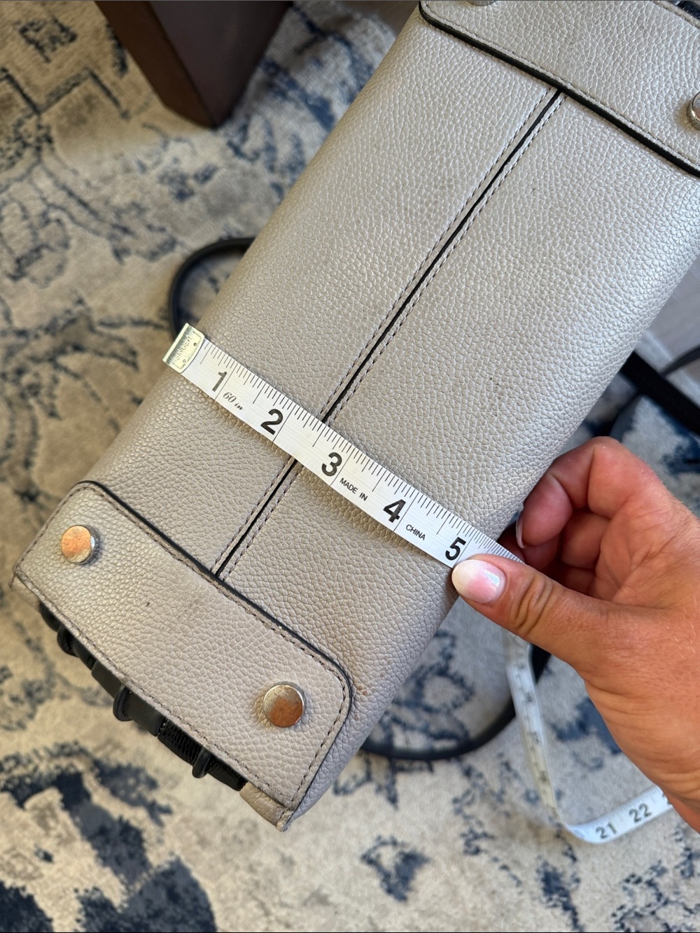 Michael Kors Grey and Black Mercer Pebbled Leather Convertible Tote - Picture 14 of 14